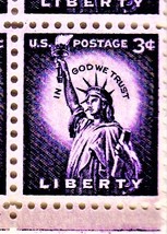 U S Stamp - Plate Block Of 4 Statue Of Liberty Stamp 1959 - £5.11 GBP