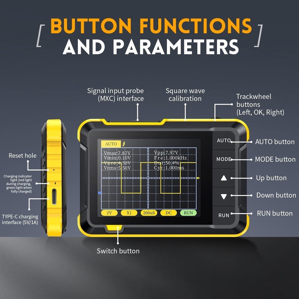 2.8-Inch Portable Oscilloscope - Built-in Battery & Auto Settings for Easy Use Item image 8