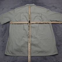 Eddie Bauer Shirt Mens Large Green Striped Casual Short Sleeve Pocket Bu... - $18.69