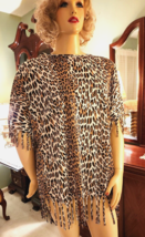 Rare Sidney Bernstein Leopard Animal Print Silky Nylon Nightgown Shirt O... - $34.64