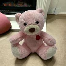 Animal Adventure Pink Teddy Bear Plush Stuffed Animal Red Heart Carry Along Toy - £9.49 GBP
