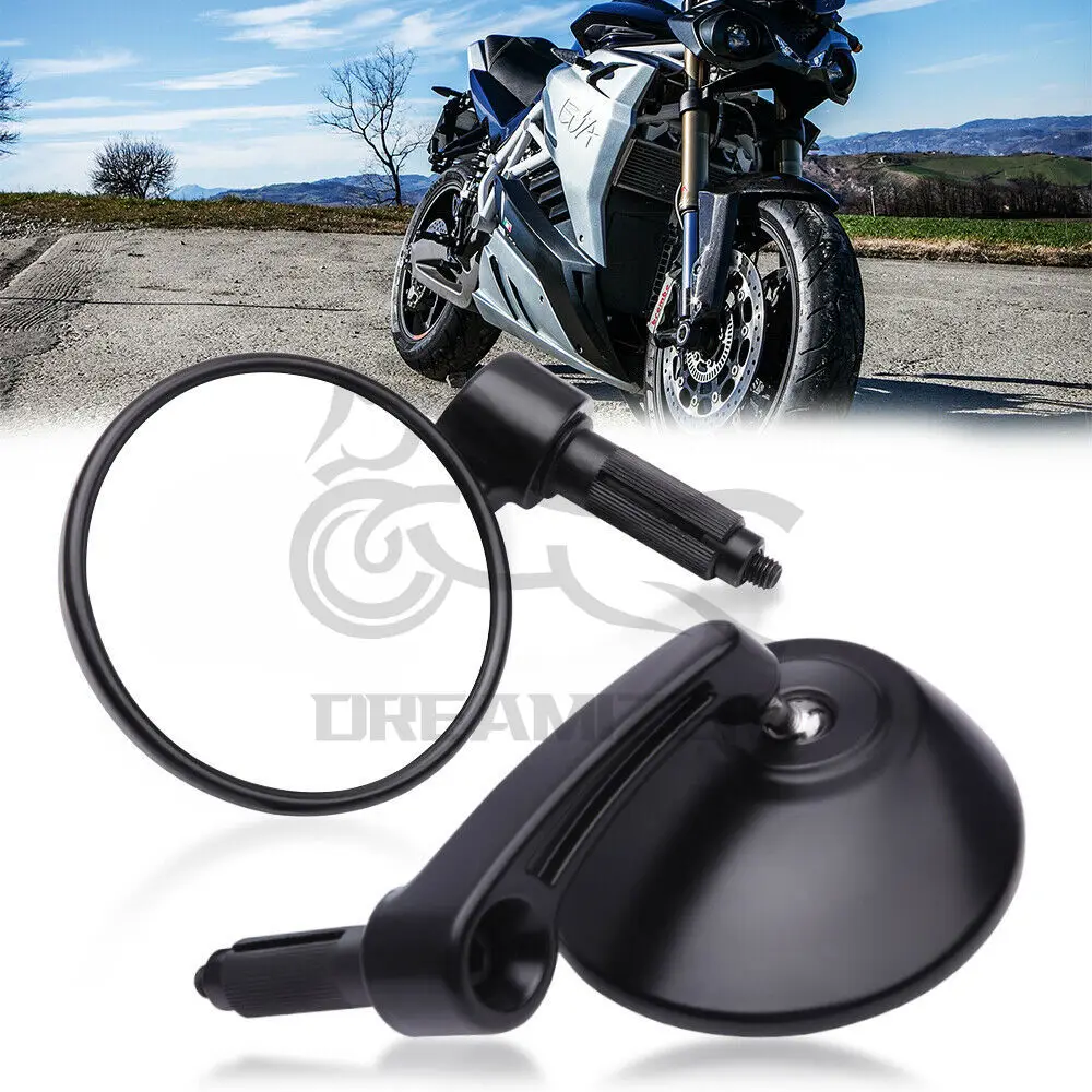 Motorcycle Round Big 7/8&quot; Handle Bar End Rearview Side Mirrors for Honda - £32.30 GBP