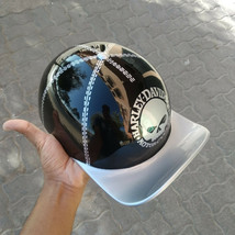 Custom Motorcycle Helmet Baseball Cap fiberglass silver &amp; black free shi... - £173.12 GBP