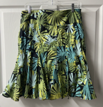 Apt 9 Pleated Fit and Flare Skirt Women&#39;s Size 8 Green &amp; White Lined - £10.98 GBP