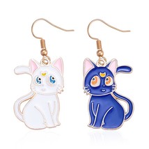 Harong Sailor Moon Cat Earrings Luna and Artemis Anime Inspired Enamel Drop Earr - £8.10 GBP