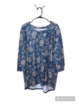 CJ BANKS Stretch Knit Floral  Top    Scoop Neck, 3/4 Sleeves  Size.  3XL - £9.48 GBP