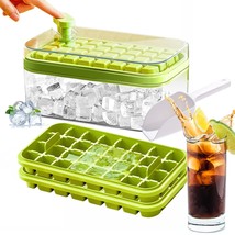 Ice Cube Tray With Lid And Bin, 2 Pack Ice Cube Trays For Freezer &amp; 1 Ice Scoop, - £25.30 GBP