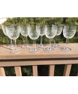 Cut Glass Sherry Glasses Set of 8 Diamond Star Pattern Elegant Depressio... - £42.64 GBP