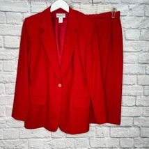 Pendleton Womens 2-PC Classic Skirt Suit Red Wool Size 10 Blazer Pencil Midi - £49.74 GBP