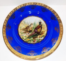 GORGEOUS VINTAGE ST BAVARIA GERMANY PHEASANT BLUE GOLD 10&quot; PLATE ~BEEHIV... - £45.25 GBP