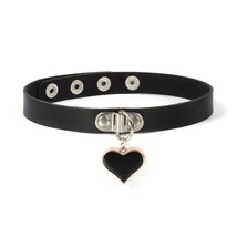 Black Heart Choker Necklace 17&quot; &quot;Dog Collar&quot; Punk Goth Sexy - £8.72 GBP