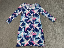 Lilly Pulitzer Dress Women XS Beacon Star Struck Pink Blue Starfish Beac... - $34.64