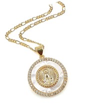 Virgen La Milagrosa Round Medal Necklace 18K - £57.52 GBP