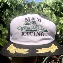 Vtg M&amp;M Racing SnapBack Trucker Hat Go Kart Race Team Gold Leaf New Era ... - $34.65
