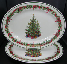 Christopher Radko Holiday Celebration Two Oval Platters Tray 14&quot; Christmas Tree - £31.65 GBP