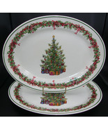 Christopher Radko Holiday Celebration Two Oval Platters Tray 14&quot; Christm... - £31.85 GBP