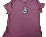 Vans Shirt Girls Large Purple Short Sleeve Ruffled Silver Graphic Vans B... - $8.90