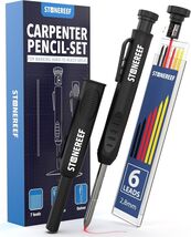 Carpenter Pencil Set with Sharpener &amp; 7 Refills – Deep Hole Marker Mecha... - $8.88