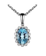 Fashion Lady Aquamarine Gemstone Solid 14K White Gold Diamond Wedding Br... - $1,331.16 CAD