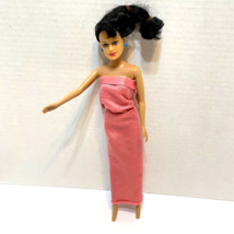 Vintage Lovely Patsy Fashion Doll Black Hair Blue Eyes Earrings 11&quot; Pink Dress - £14.76 GBP