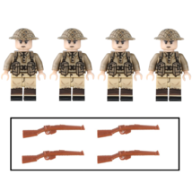 4pcs WW2 British Army UK Infantry Soldiers Minifigures Weapons and Accessories - $14.99