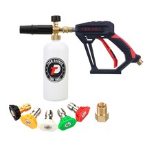 Short Pressure Washer Gun With Foam Cannon, 1/4 Inch Quick Connector, Wi... - £53.72 GBP