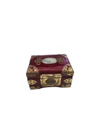 Vintagr China wood Jewelry Box with Brass Accents and Inlaid Jade Decor ... - £31.65 GBP