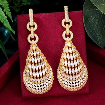 MIAMI PUNK LINK Dangle Earrings For Women Wedding Cubic Zirconia CZ DUBA... - $54.27