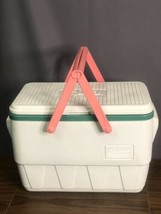 Igloo Picnic Basket 25 Qt Cooler Vintage 89 Camping Pink White Green Made In USA - £45.07 GBP