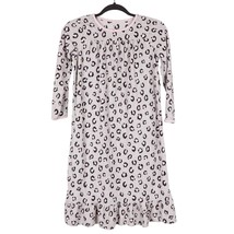Carters Fleece Girls Pajamas Nightgown 8 10 Leopard Print Gray Pink Long Sleeve - £12.48 GBP