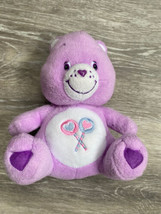 Care Bears Sitting Share Bear Purple Bear Plush 2003 Nanco 6&quot; Heart Loll... - £7.76 GBP