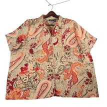 Maggie Barnes Womens 4X 30/32 Blouse Paisley Short Sleeve Orange Brown R... - £11.76 GBP