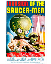 Invasion of The Saucer Men Vintage Sci-Fi Martian UFO Artwork 16x20 Canvas - £55.94 GBP