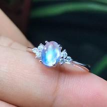 925 Silver Natural Blue Moonstone lady ring glass quality is good - £73.14 GBP