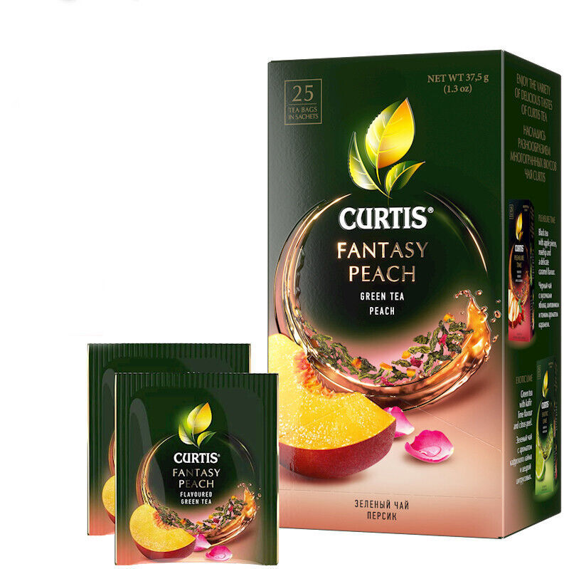 Curtis Green Tea FANTASY PEACH 25 Tea Bags Made in Russia No GMO - $5.93
