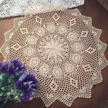Handmade Crochet Doilies Cotton Table Mats Lace Doilies Round Placemats ... - £11.49 GBP