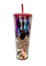 Starbucks Tumbler Orange Coral Iridescent Foil Foliage Logo Cold Cup Ven... - £45.77 GBP