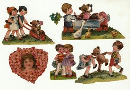 Vintage Victorian diecut scrap embossed tole painting for children furniture lot - £6.35 GBP