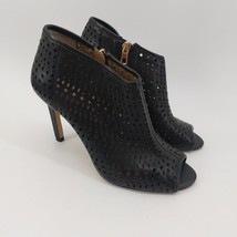 Ann Taylor Open Toe Bootie Perforated Laser Cut Zip 6.5M Rubber soles Heels - $16.83