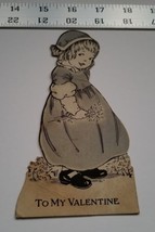 Home Treasure Trading Card To My Valentine Greeting Gray Girl Bonnet Wil... - $9.49