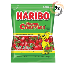 2x Bags Haribo Happy Cherries Flavor Gummi Candy Peg Bags | Share Size |... - £9.34 GBP