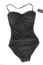 NWT La Blanca Black Sexy Ruched Convertible Halter Strapless Swim Suit 4... - $38.40
