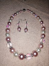 Pink Pearls W/AUSTRALIAN Crystal ~ Magnet Closeur &amp; Matching Earrings - £23.10 GBP