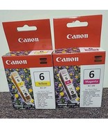 Canon Pixma 6 Ink Cartridges Yellow BCI-6Y &amp; Magenta BCI-6M Genuine OEM ... - $15.67