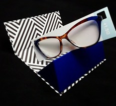 Tortoise Brown Blue Frame Reading Glasses with Case  +1.50 - £6.23 GBP