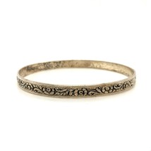 Vintage Sterling Silver Handmade Repousse Floral Ornate Bangle Bracelet ... - £50.60 GBP