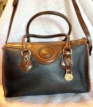 Vintage Dooney and Bourke Allweather Leather Blue Chocolate Hand Shoulder Bag - £87.92 GBP