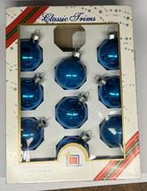 9 Vintage Brite Star Glass Christmas Ornaments Blue 1 3/4&quot; with Box - £6.79 GBP