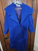 Lavantino Blue Wool Woman&#39;s Cape Style Full Length Winter Coat Size Large  - $39.85