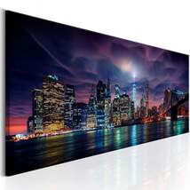 Tiptophomedecor Stretched Canvas Wall Art  - New York: Dark City - Stretched &amp; F - £79.74 GBP+
